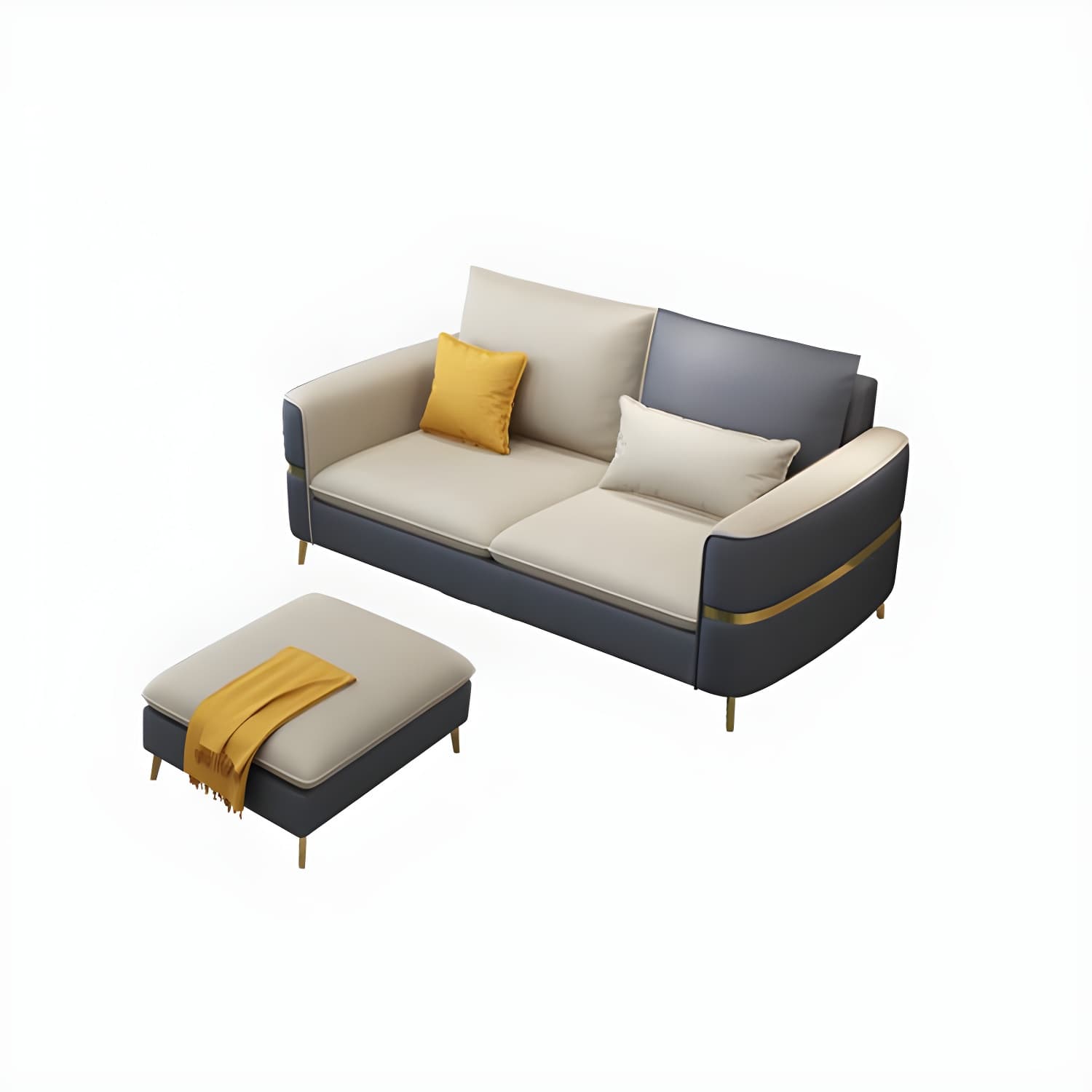 Glam Beige Tech Cloth Sectional Sofa with Pine Frame in Stationary Design - image 11