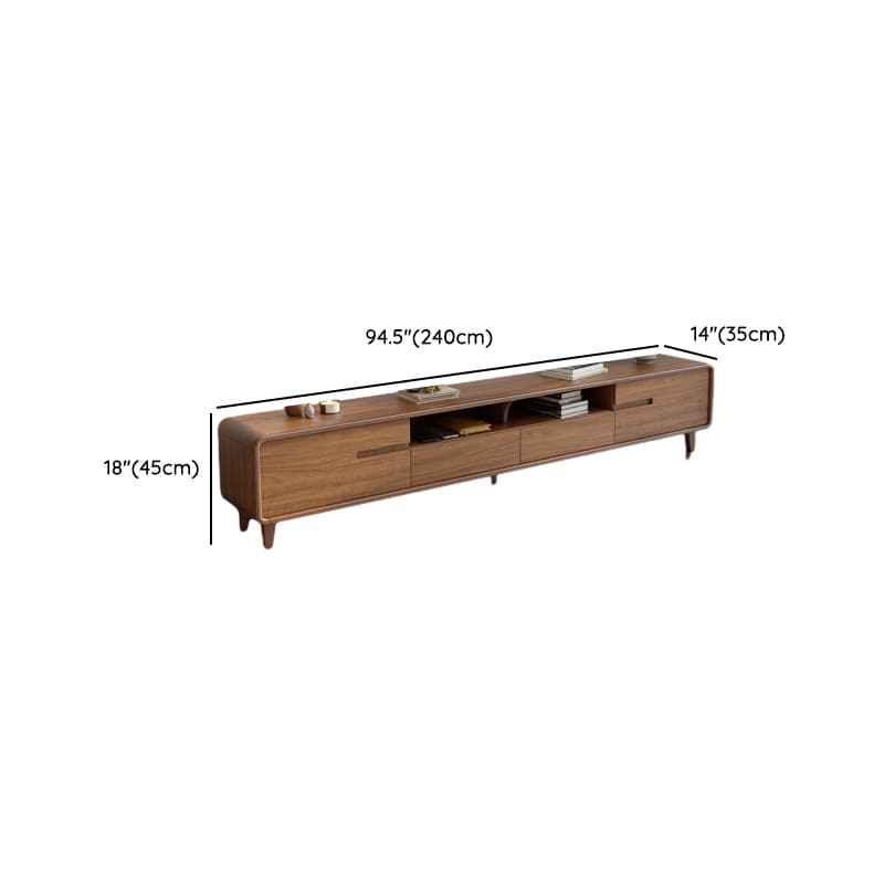 Old School Rectangular Open Shelving Natural Wood TV Stand with Natural Finish and Gate Doors - image 15