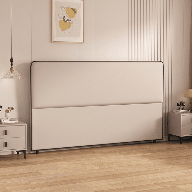Modern Simple Style Panel Headboard in Natural Wood with No Distressing, Rectangle Shape for California King/King/Queen Bed, Featuring Sponge Upholstery and Standard Height