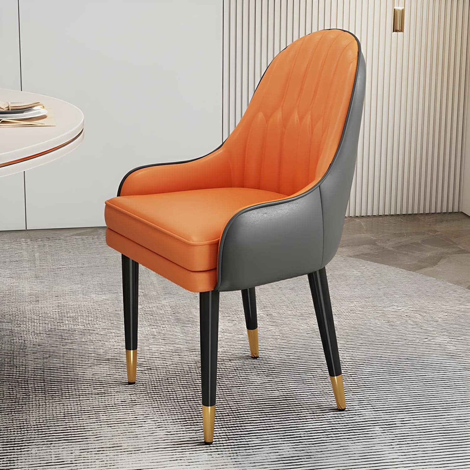 Glam Arm Chair with Upholstered Faux Leather, Solid Back, and Metal Legs - image 11