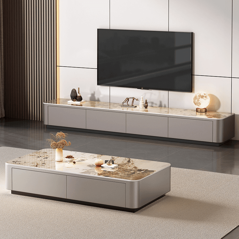 Deco Stone Rectangular TV Stand with Enclosed Storage & 4-Drawer/3 Drawers Parlor - image 10