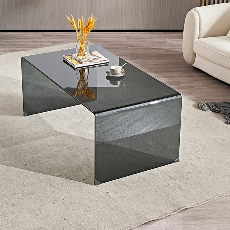 Modern Glass Coffee Table with Transparent Rectangular Top & Sleek Sled Base - image 4
