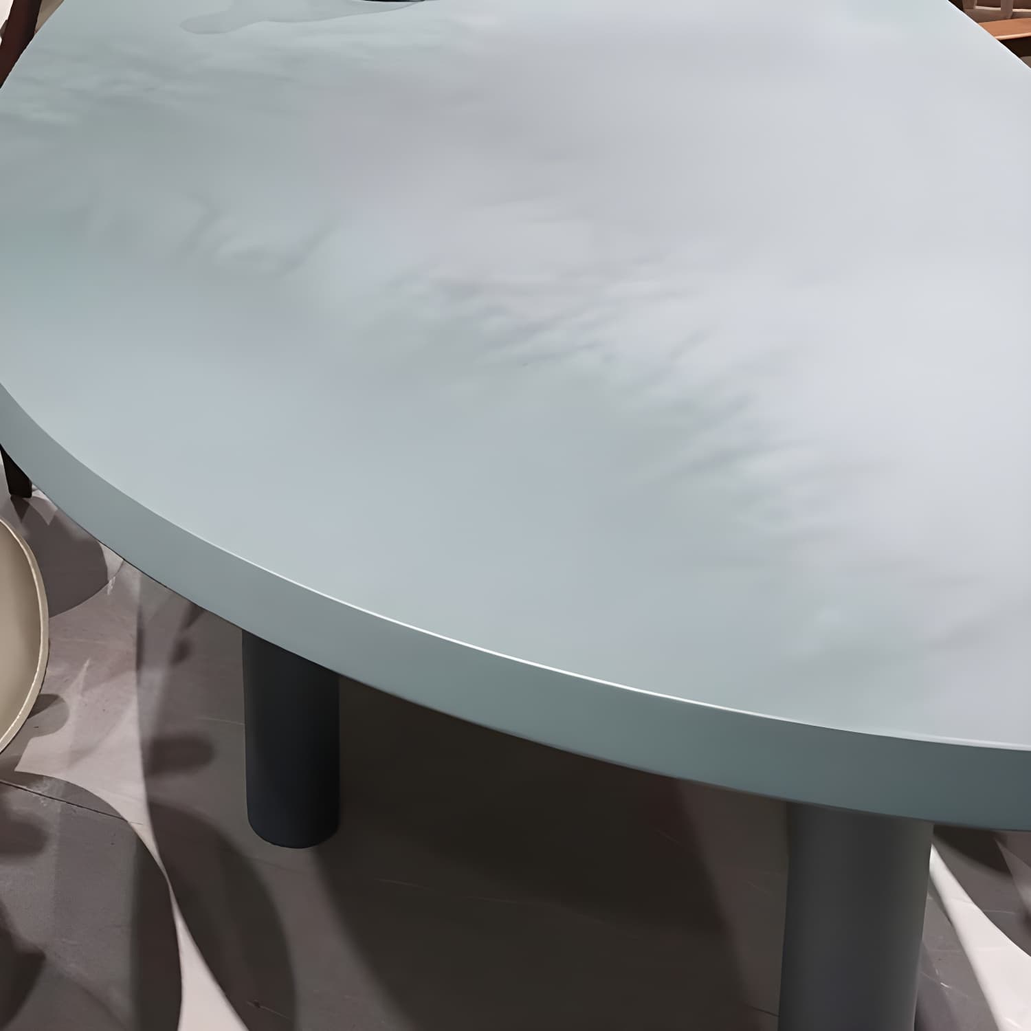 Blue Free Form Scandinavian Dining Table with Wood Top and Legs Standard Height - image 7