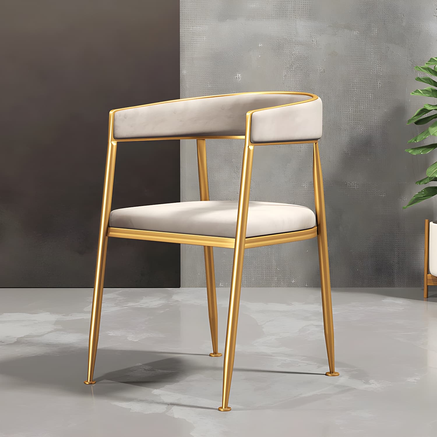 Glam Gold Metal Arm Chair Open Back Dining Side Chair with Upholstered - image 15