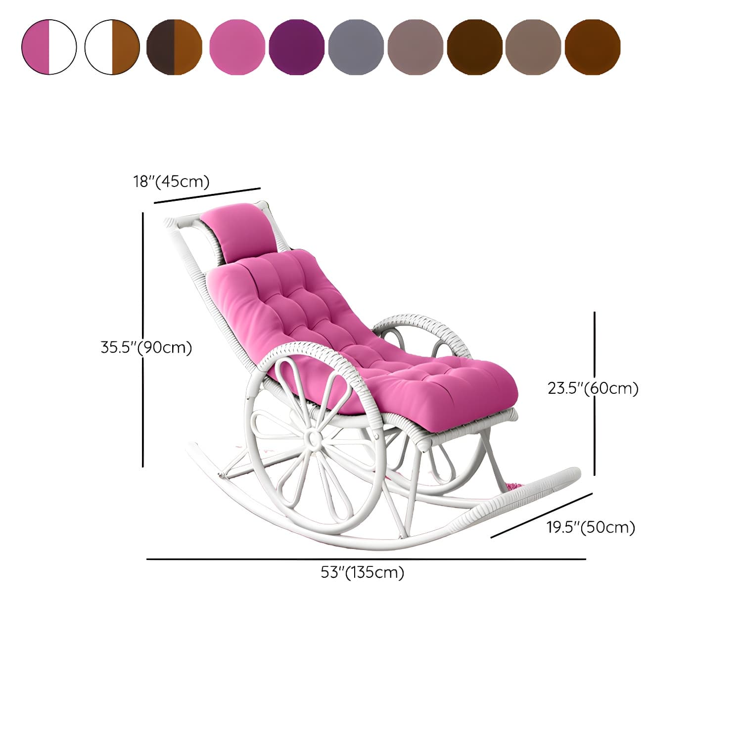 Modern Rocker Wicker Removable Cushions Tufted with Gray Frame Rocking Chair - image 12