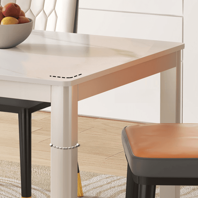 Minimalist Rectangular Dining Table Set with Marble Slab Top and 4 Legs - image 8