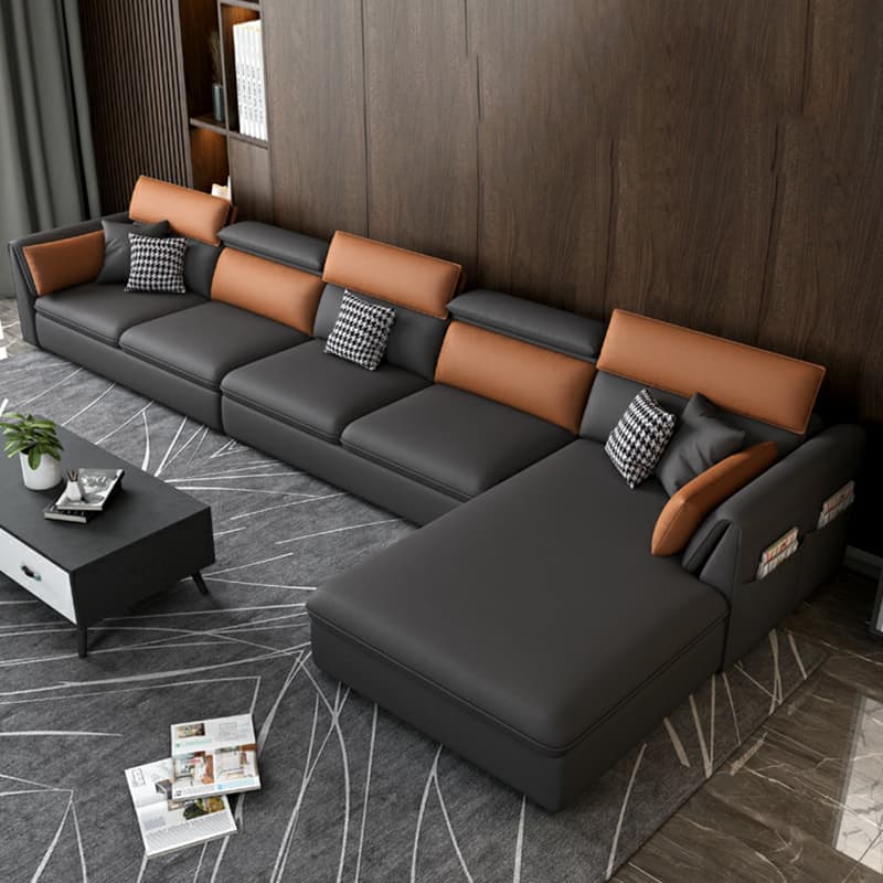 Gray Tech Cloth Large Over 109 in Pine Wood Non-Tufted Pocket Storage Gray Sectionals - image 15