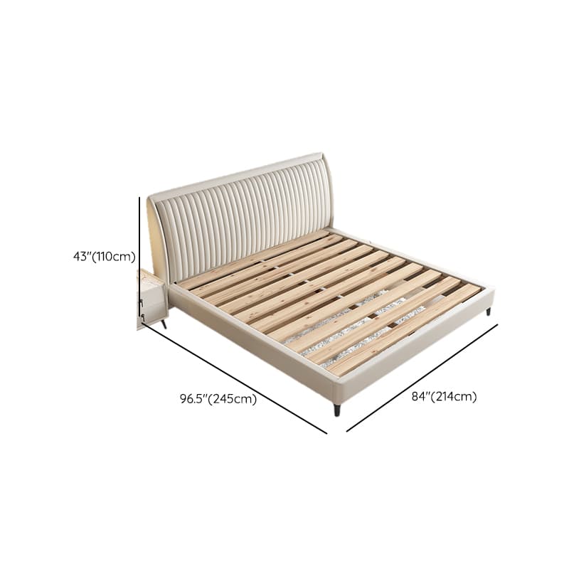 Solid Color Timber Frame Cabinet Bed/Platform Bed with Genuine Leather Headboard for Bedroom - image 9