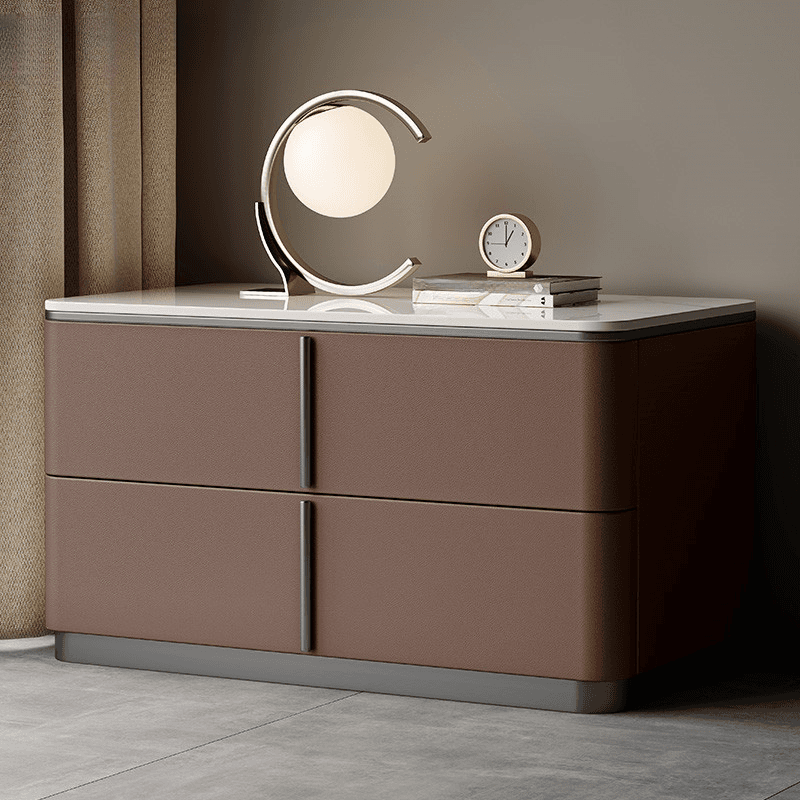 Modish Drawer Storage Bedside Table with 2 Drawers and Sintered Stone Countertop - image 3