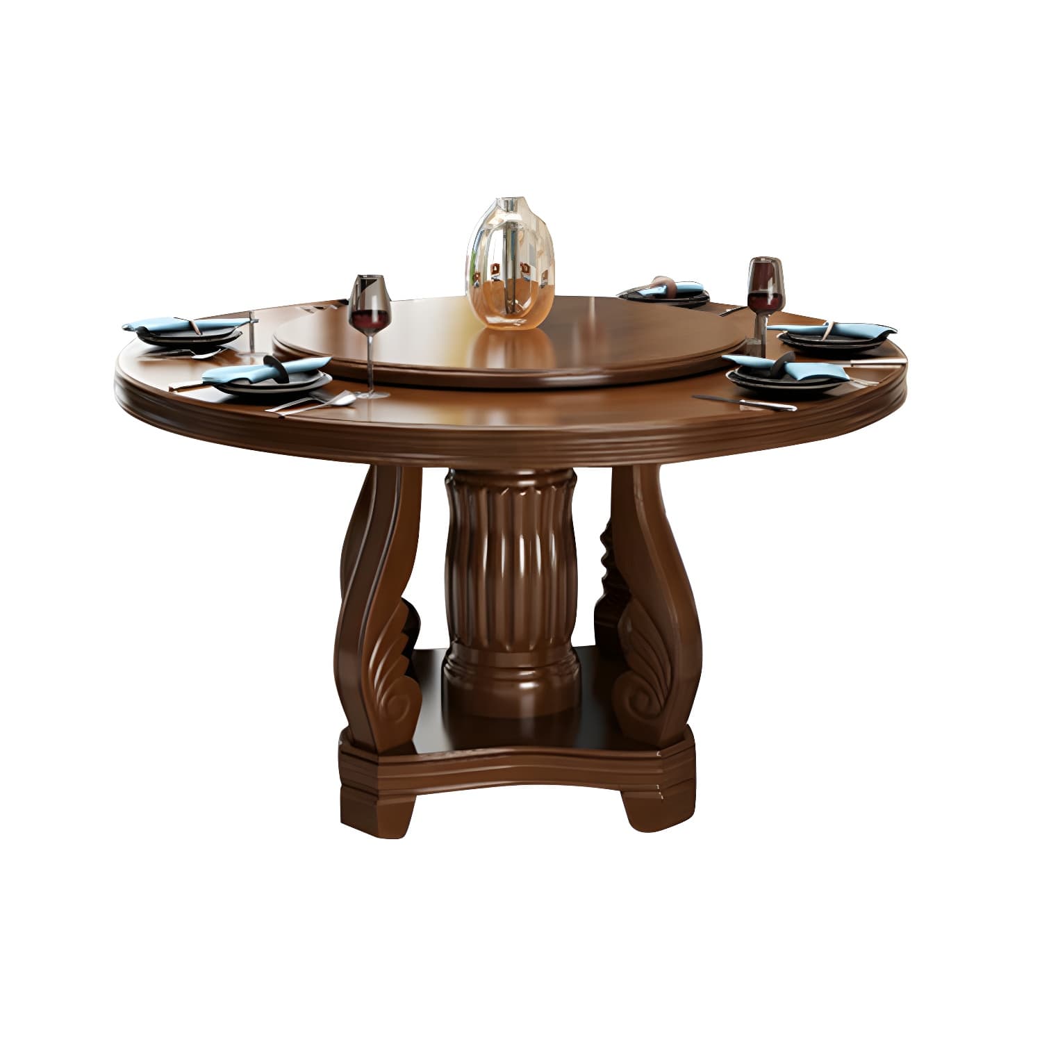 Contemporary Turntable Pedestal Dining Table Wood Dinner Table for Home - image 5