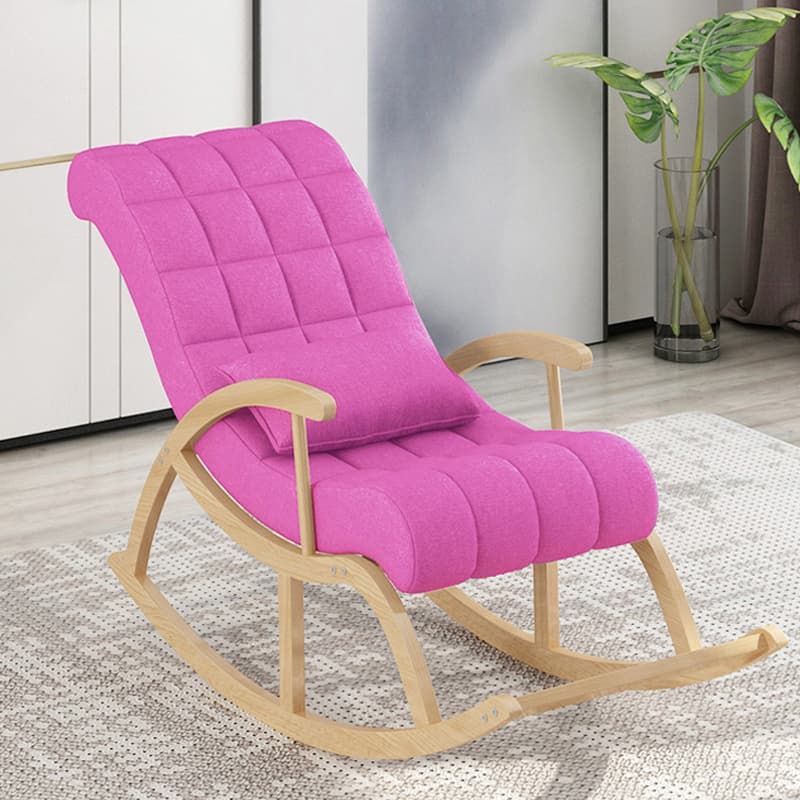 Stylish Contemporary Fabric Rocking Chair with Natural Wood Legs - image 14