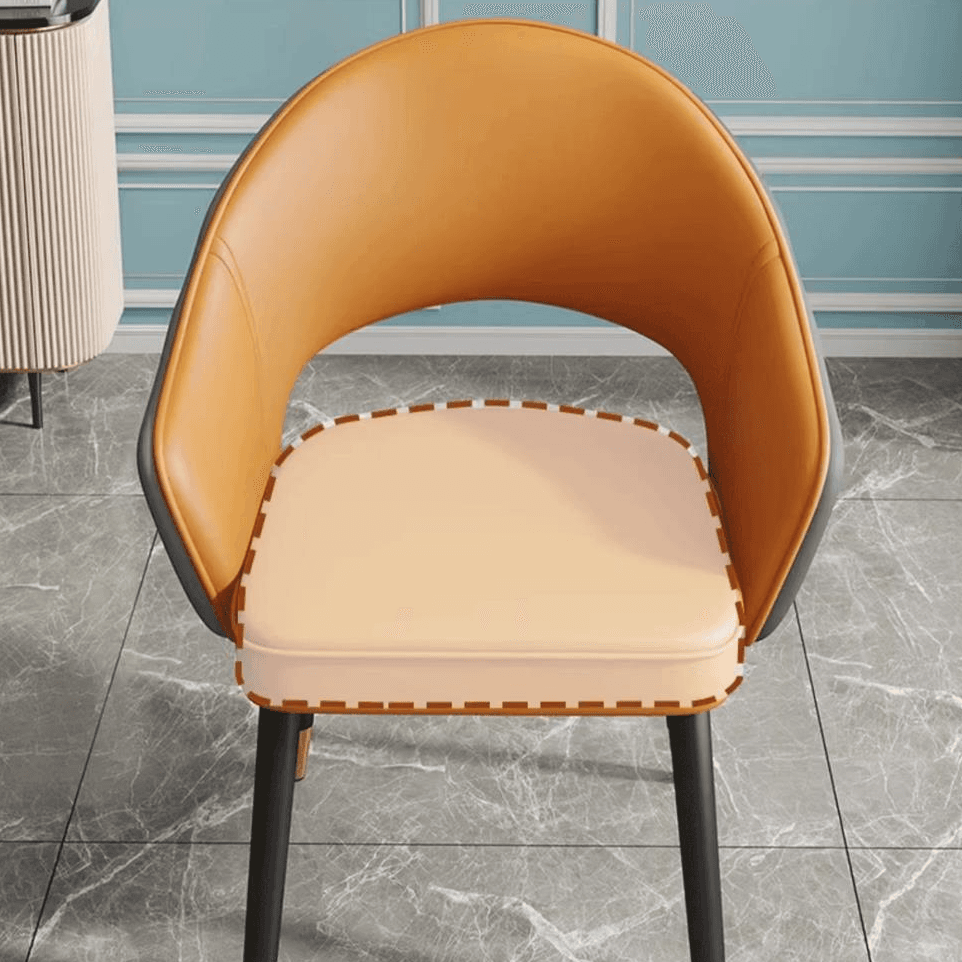 Modish Arm Chair with Ventilated Back, Padded Upholstery, Arms, and Steel Legs - image 16