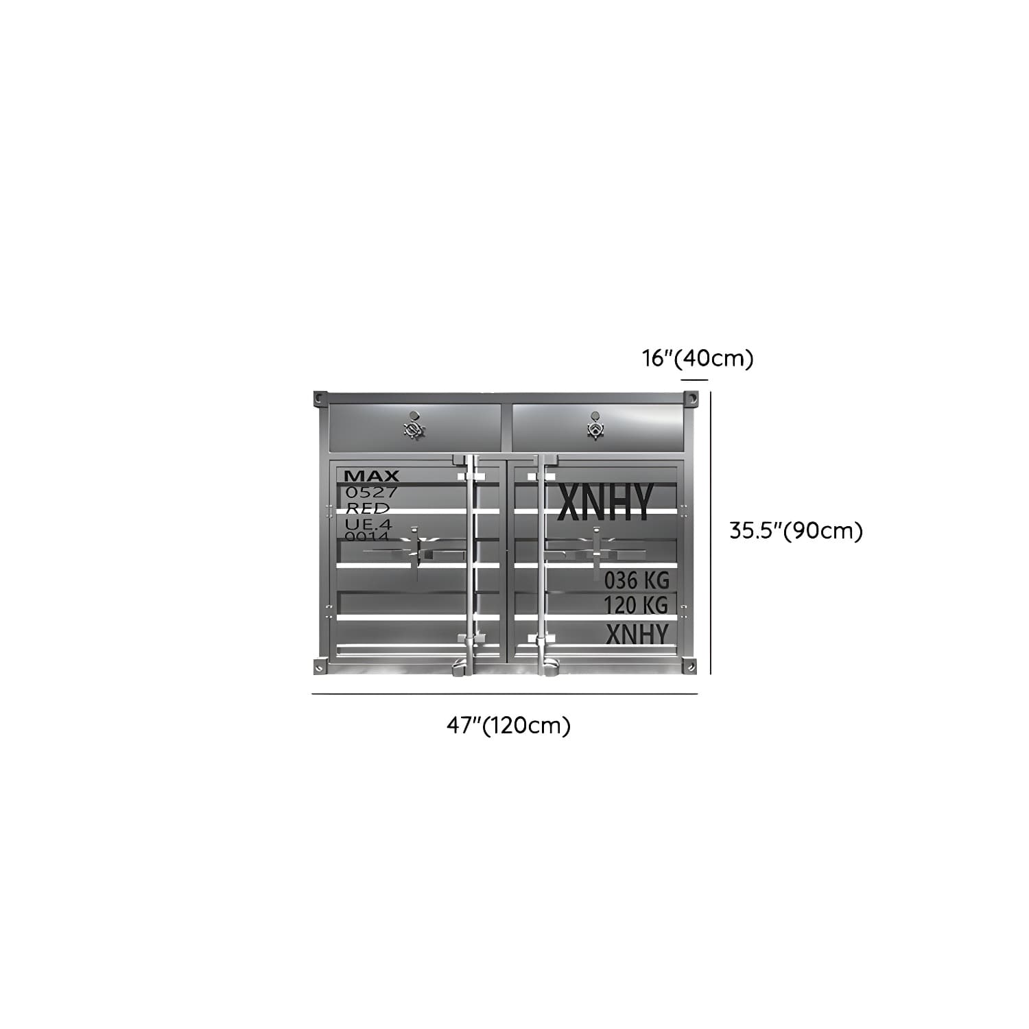 Industrial Silver Metal Sideboard Credenza with Cabinets and Shelves - image 11