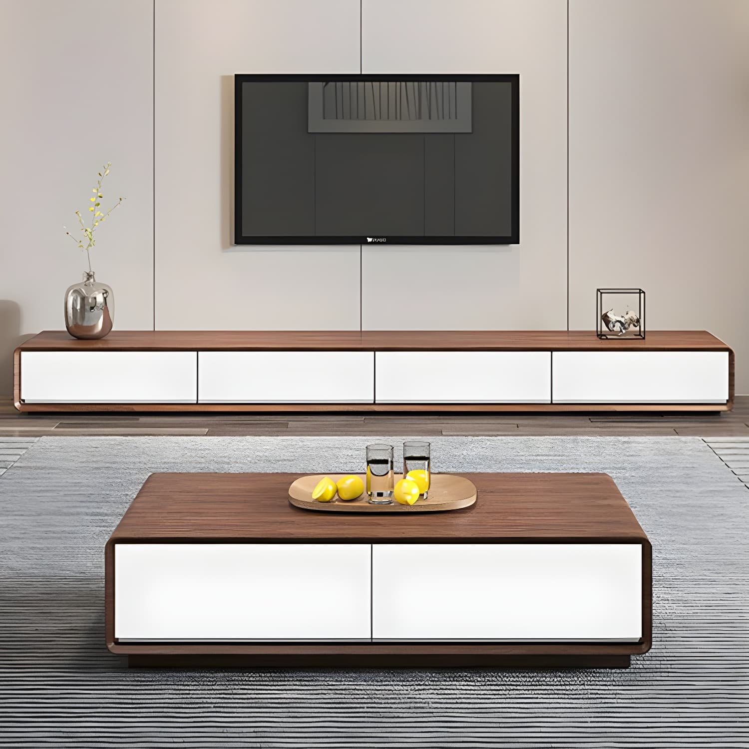 Modern Wood Coffee Table with Drawers - Rectangular Shape and Storage Included - image 11
