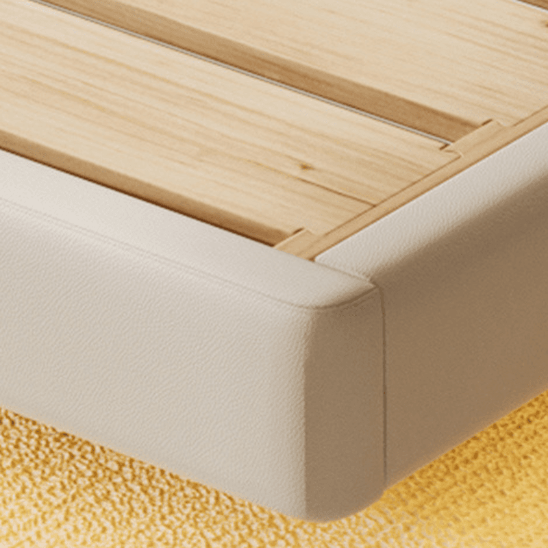 White Contemporary Solid Color Floating Bed with Lumber Slats for Bedroom - image 6