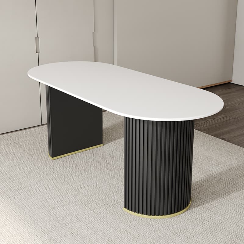 Contemporary Stone Top Oval Dining Table with Metal Legs for Dining Room - image 6