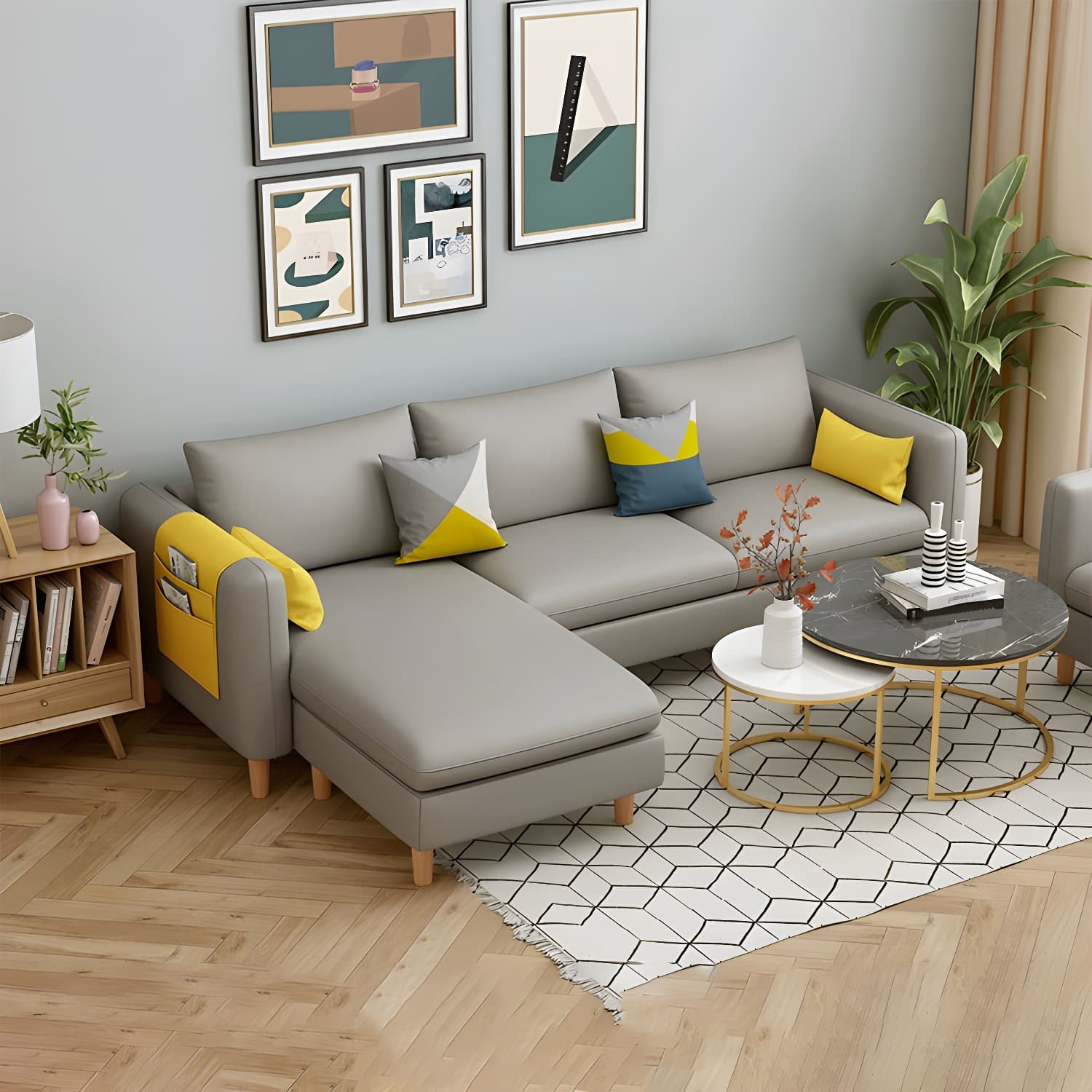Modern Wooden Frame L-Shaped Sectional Sofa Chaise in Small Size with Storage Included - image 25