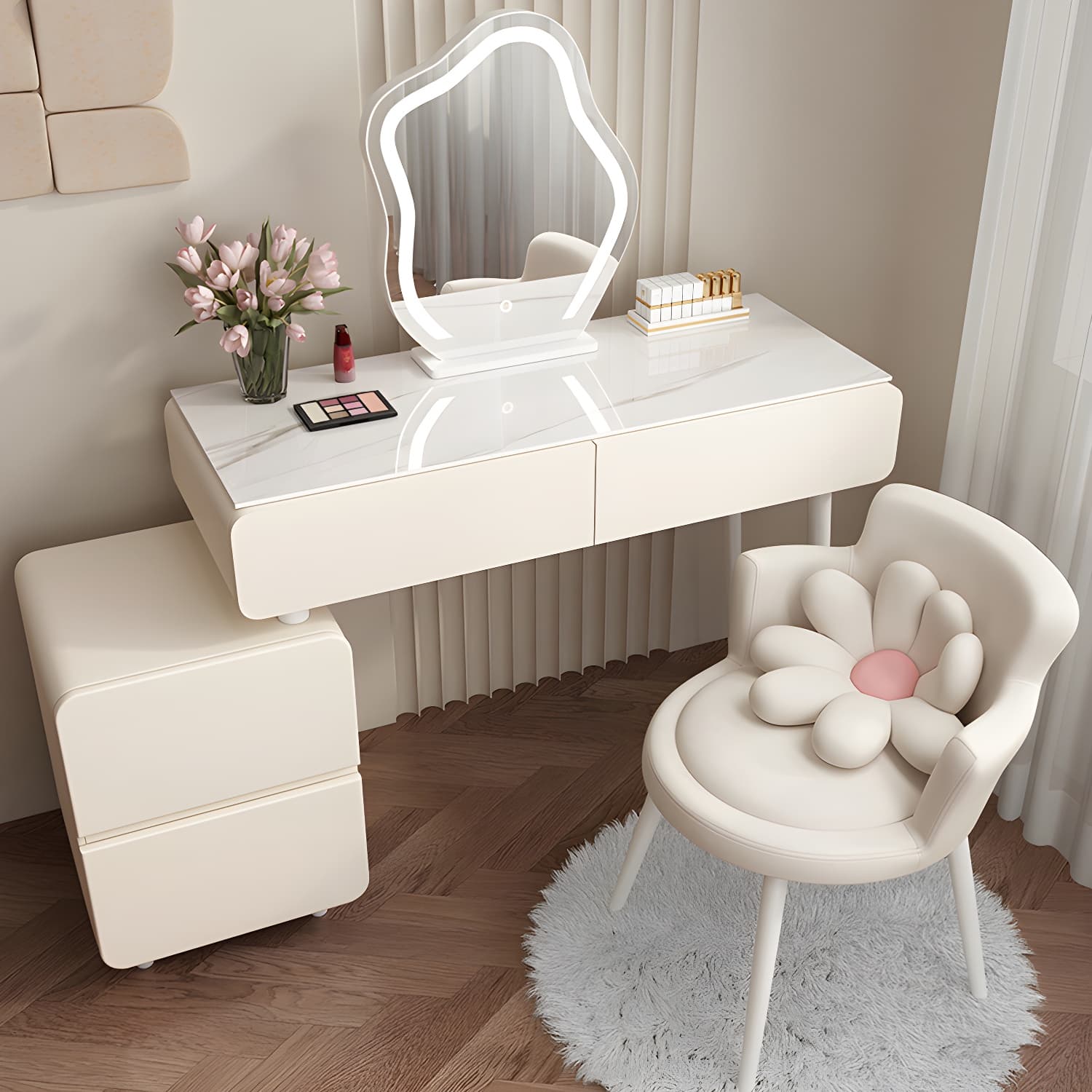 Contemporary Stone Top Vanity Dressing Table Bedroom Make-up Vanity - image 4