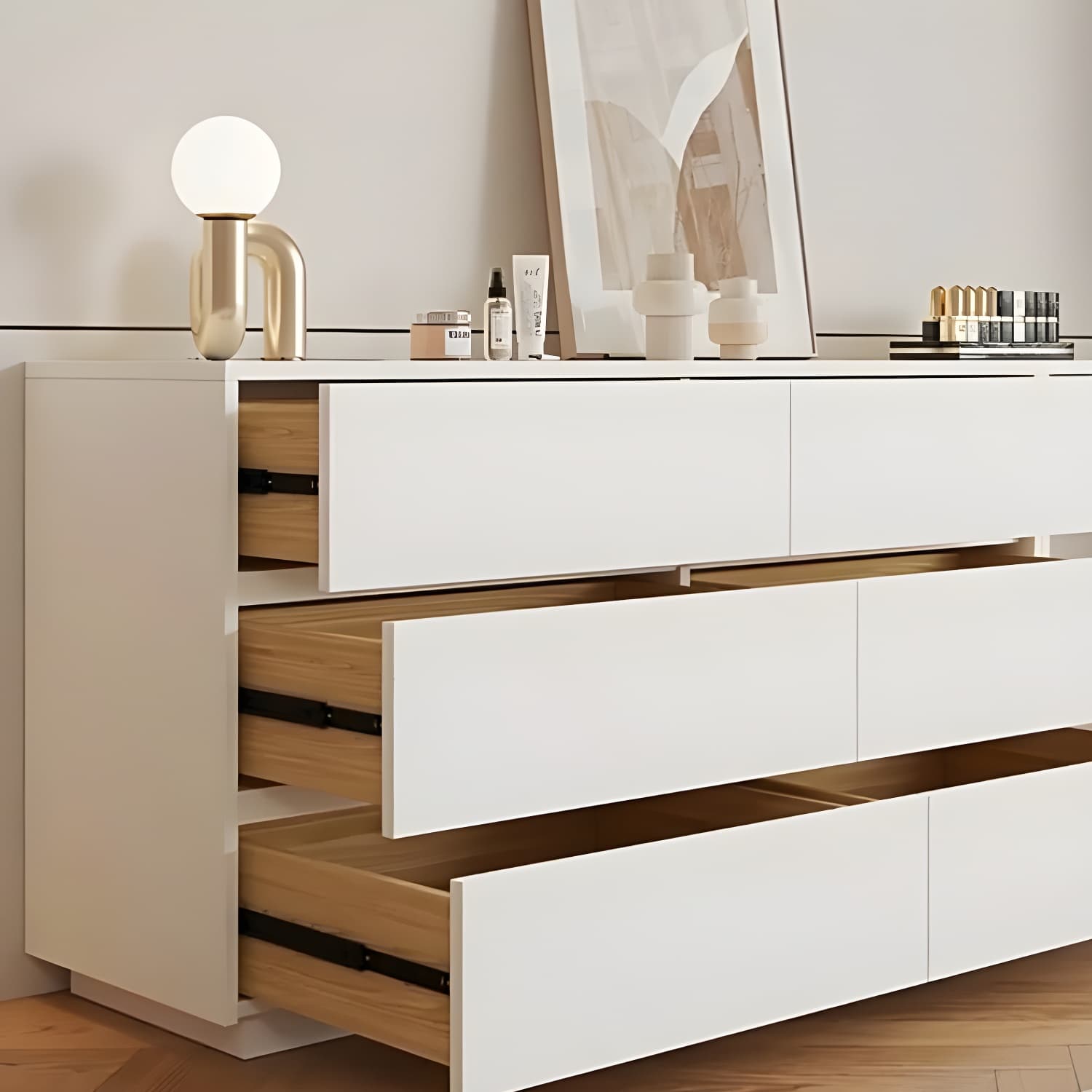 Modern Wood Vanity with Drawers, Large Size, Soft Close Glides, 40cm Width, 75cm Height - image 10