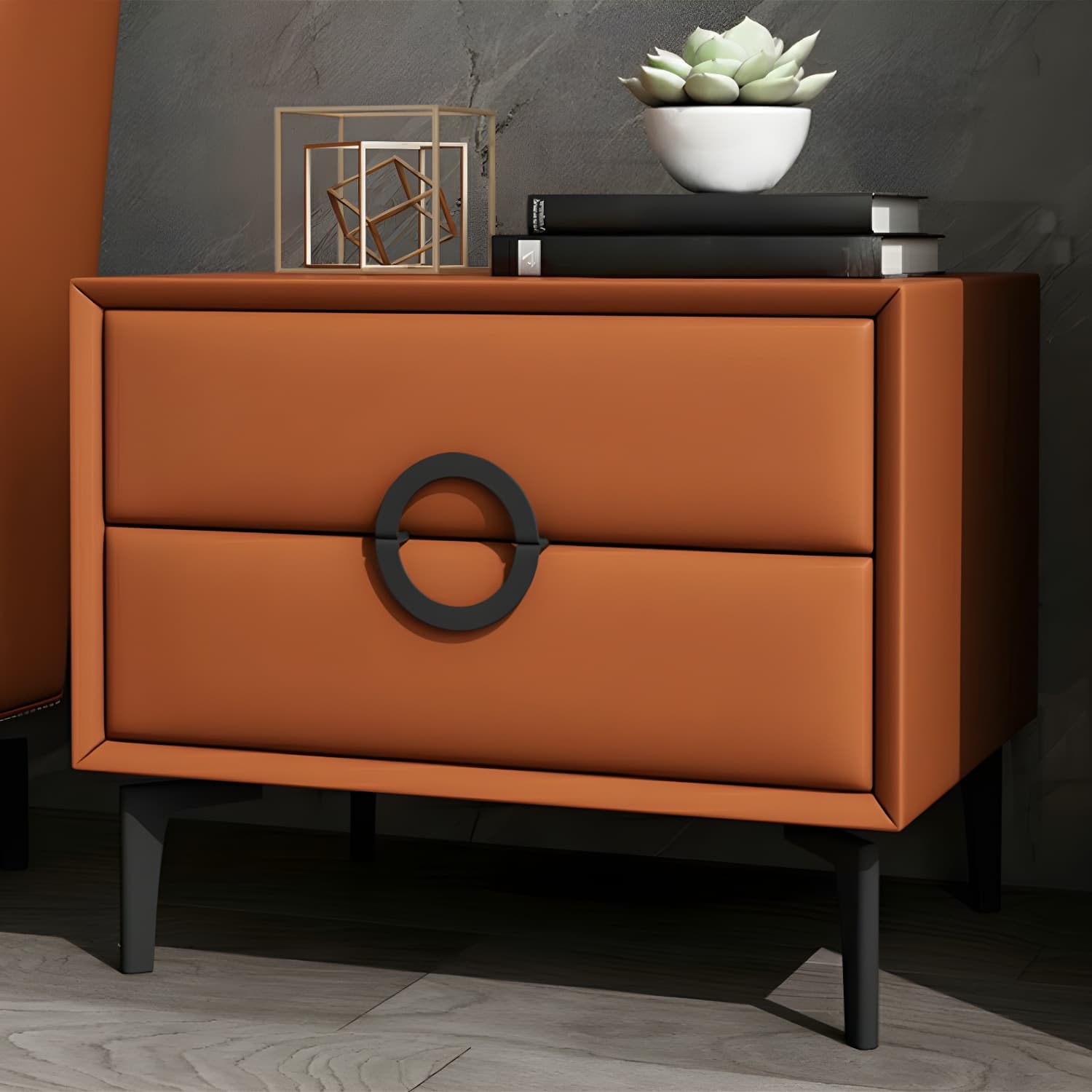 Glam Style Solid Wood Two Drawers Nightstand with Legs for Bedroom - image 16