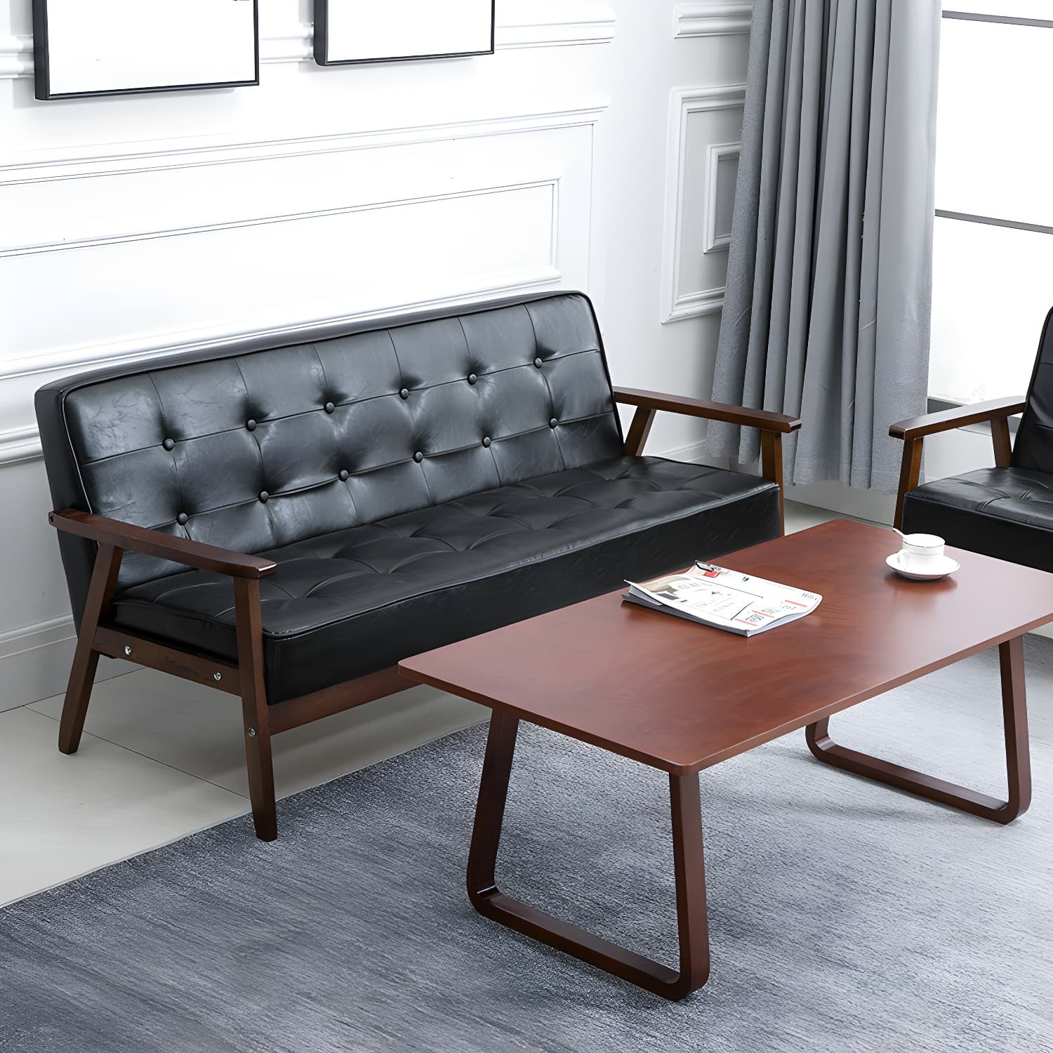 Modern Wood Frame Tufted Back Sofa with Cotton Seat Sleek and Stylish Seating - image 11