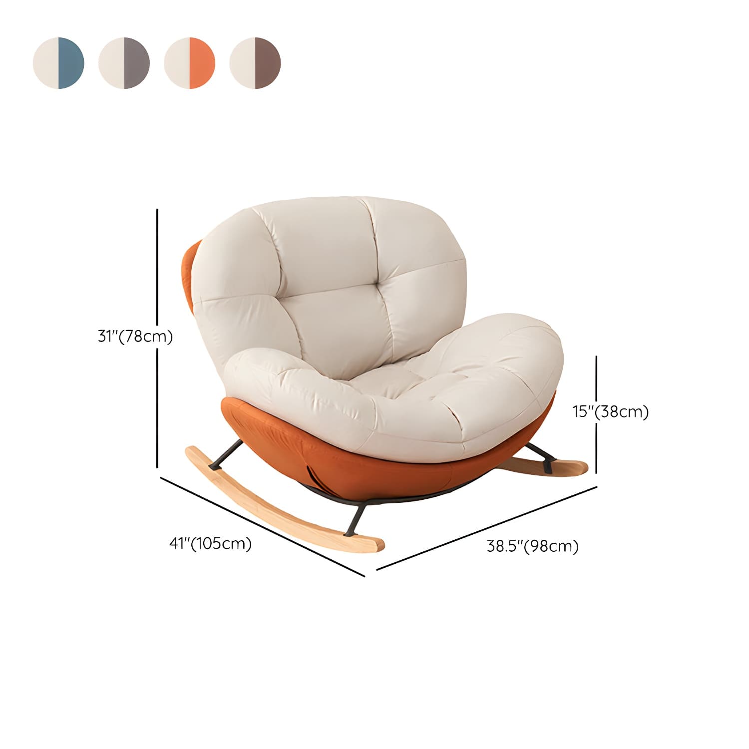 Chic Upholstered Small Rocking Chair in Natural Wood with Tufted Back and Stylish Modern Design - image 17