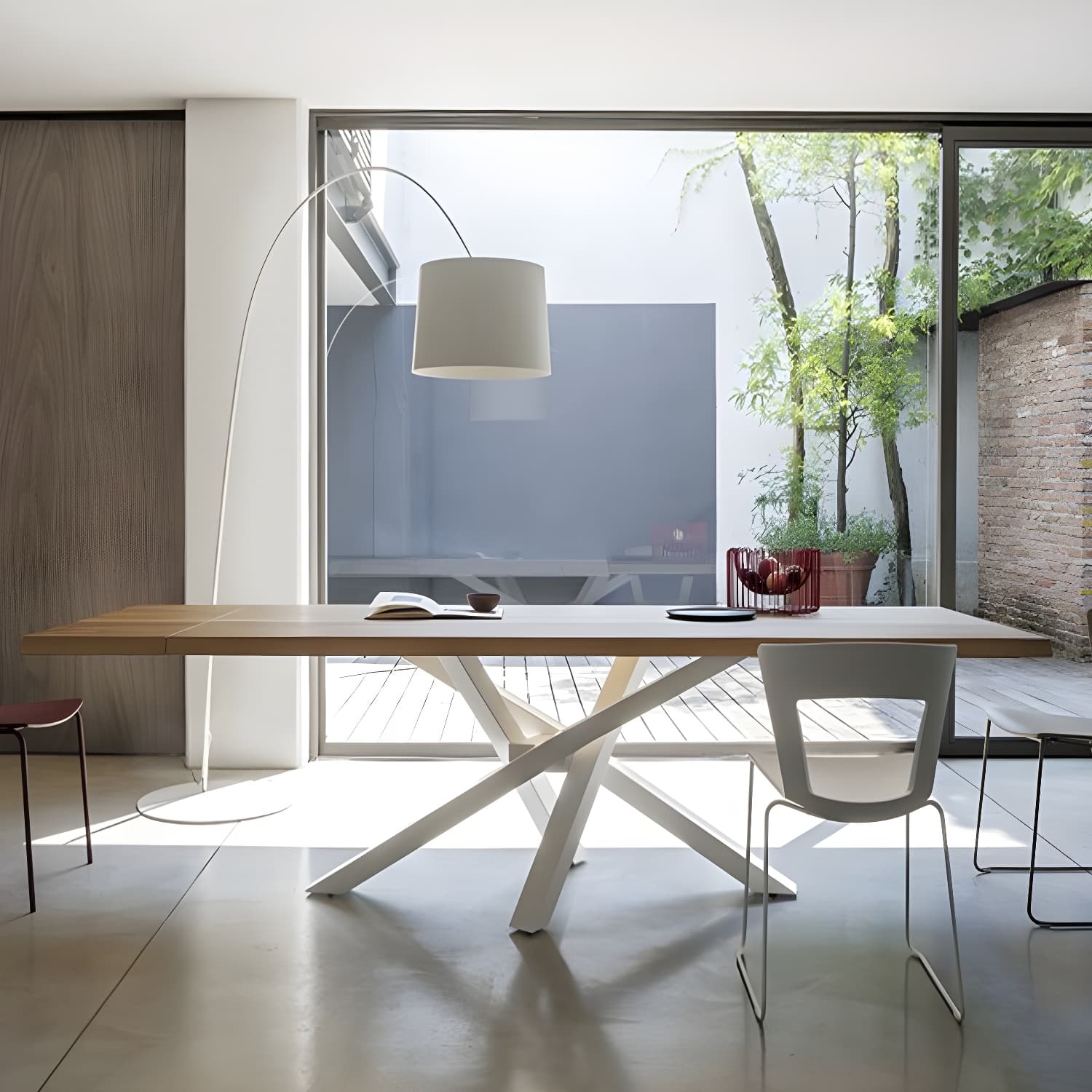 Rectangle Pedestal Luxury Dining Table Solid Wood Fixed Table for Home - image 5