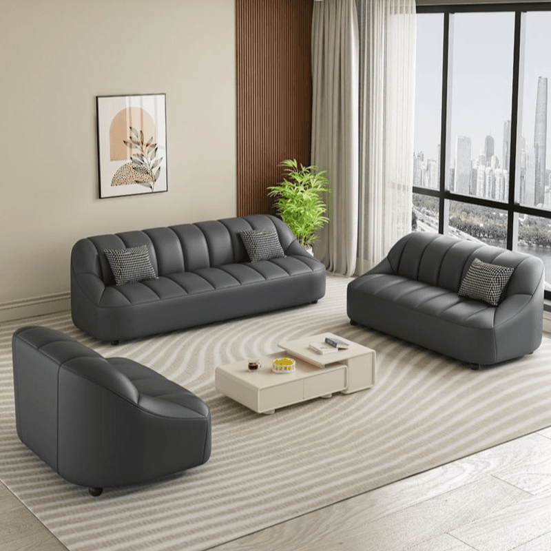 Tear Resistant Sofa Couch/Loveseat in PU Material with Black/Grey/Ivory Upholstery and 1 Pillow - image 6