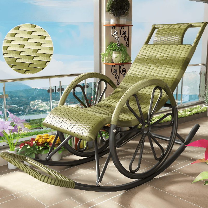 Simple Scratch-tolerant Cane Porch Rocker with Round Arm - image 4