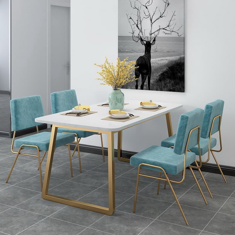 Upholstered Firm Armless Chair with Aureate Legs and Foot Pads for Dinette - image 8