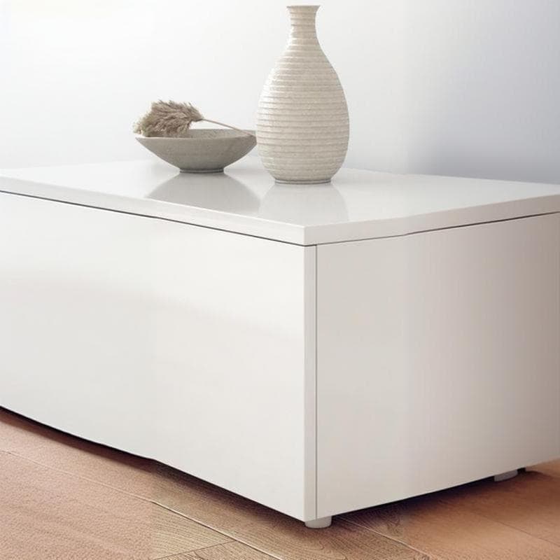 White Modern TV Stand with Low Height, Drawers, and Cable Management - Easy Full Assembly - image 9