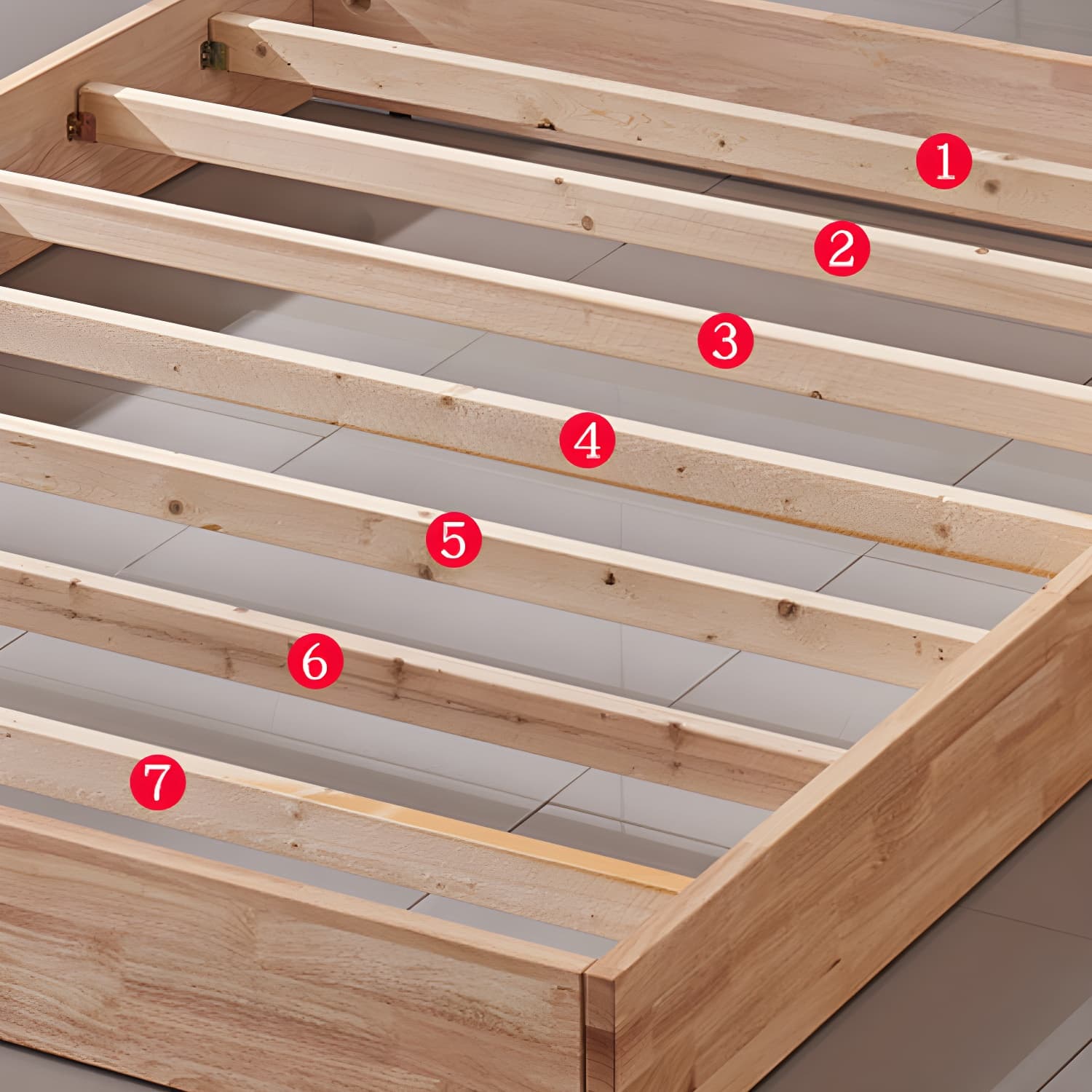 Natural Wood Platform Bed Frame Nordic 7.87-In High Wire-Grid Bed Frame - image 6