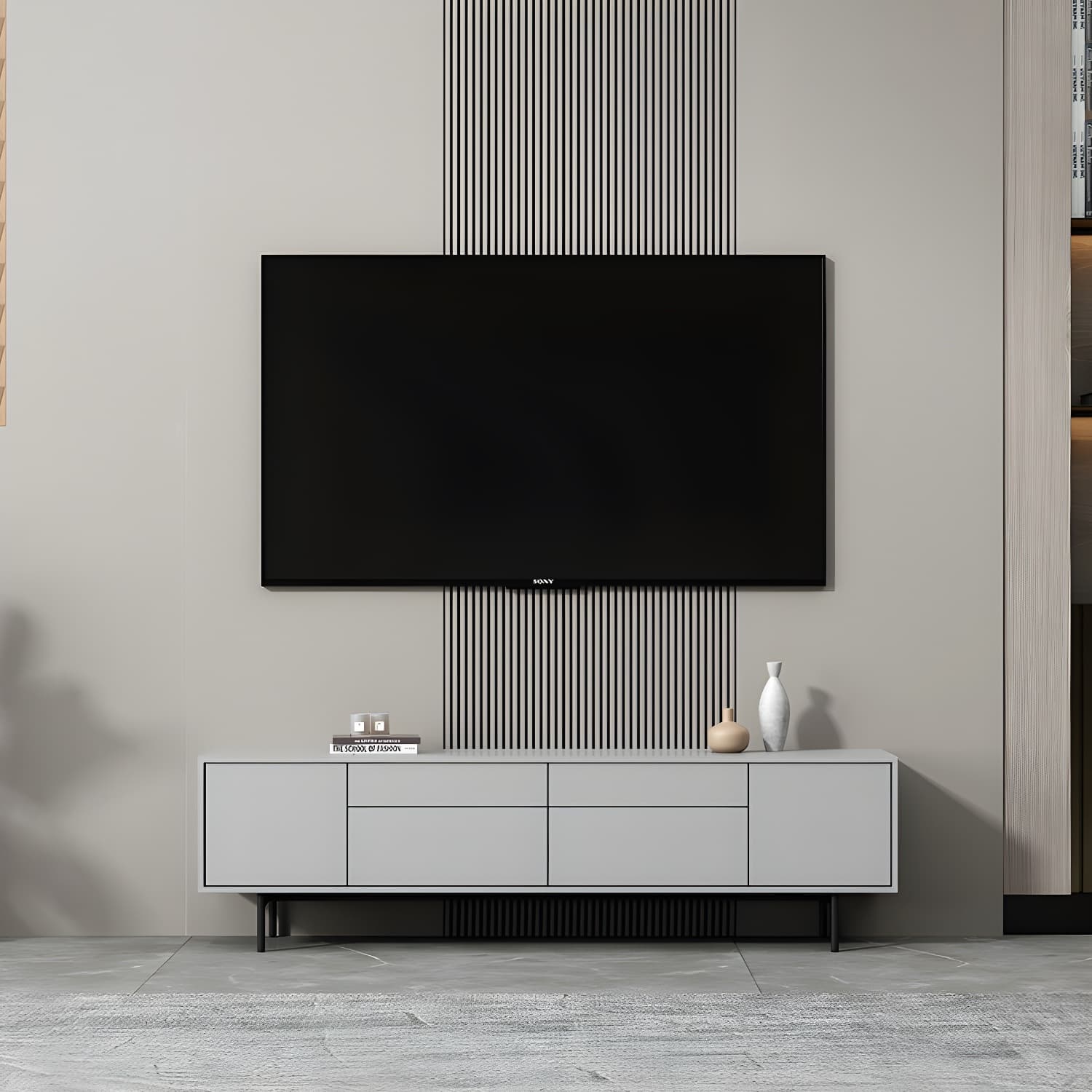 Industrial Enclosed Storage TV Stand Wooden Rectangle TV Cabinet with Splayed Legs - image 14