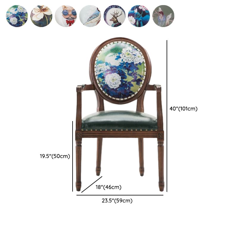 French Sturdy King Louis Back Upholstered Arm Chair/Side Chair with Nailhead Accent, Foot Pads and Weathered Wood Base - image 26