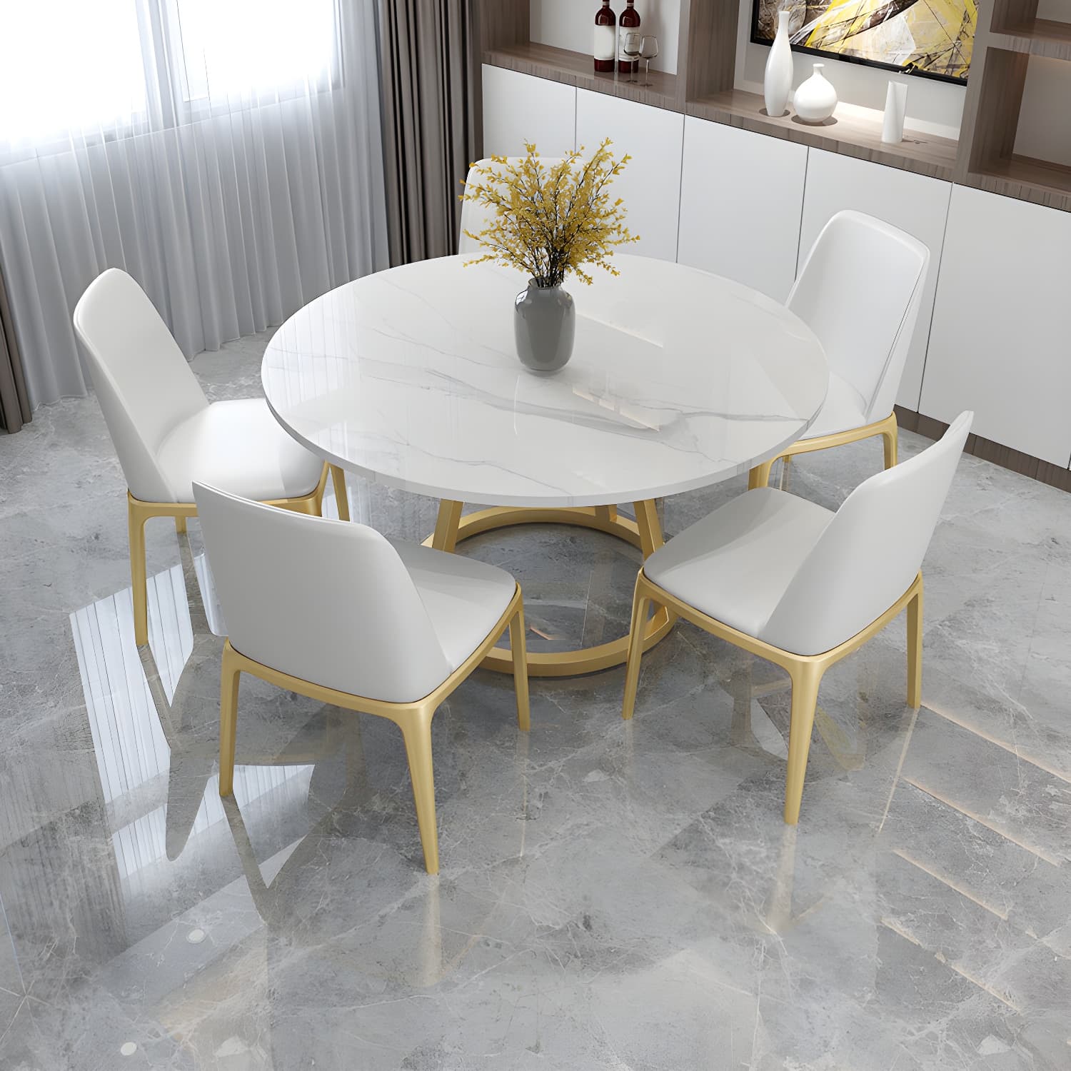 Contemporary Round Table Set 1/2/5/7 Pieces Dining Set for Kitchen - image 4