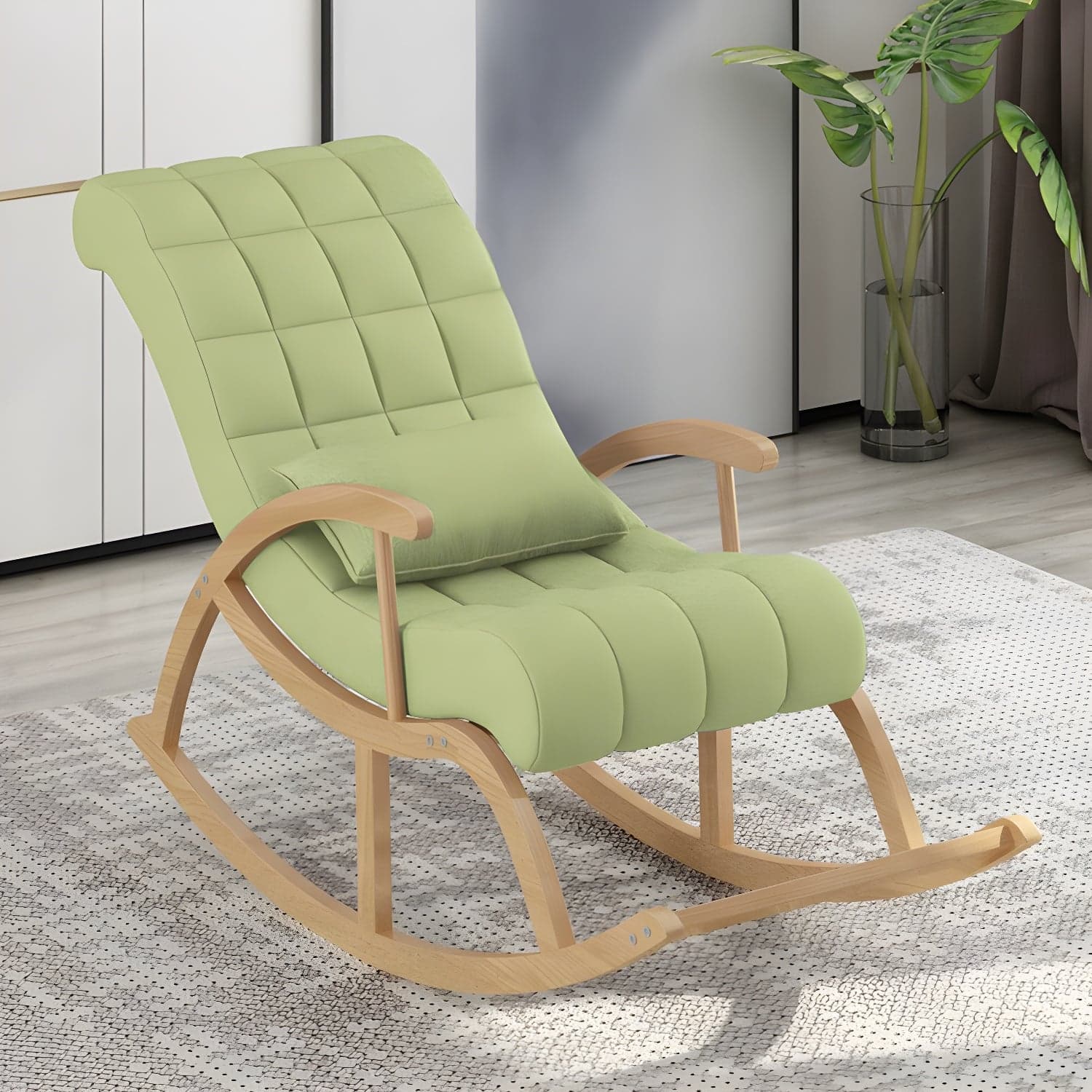 Modern Upholstered Rocking Chair with Track Arms - Comfortable and Stylish Design - image 6
