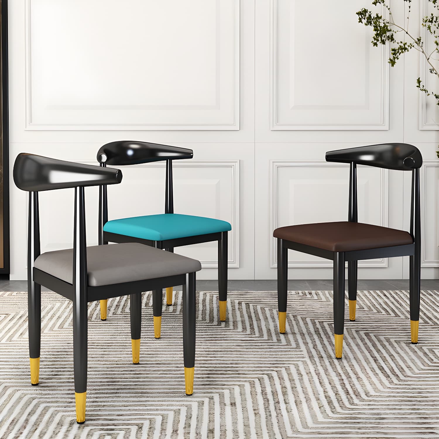 Indoor Open Back Dining Chair Industrial Upholstered Armless Chair - image 20