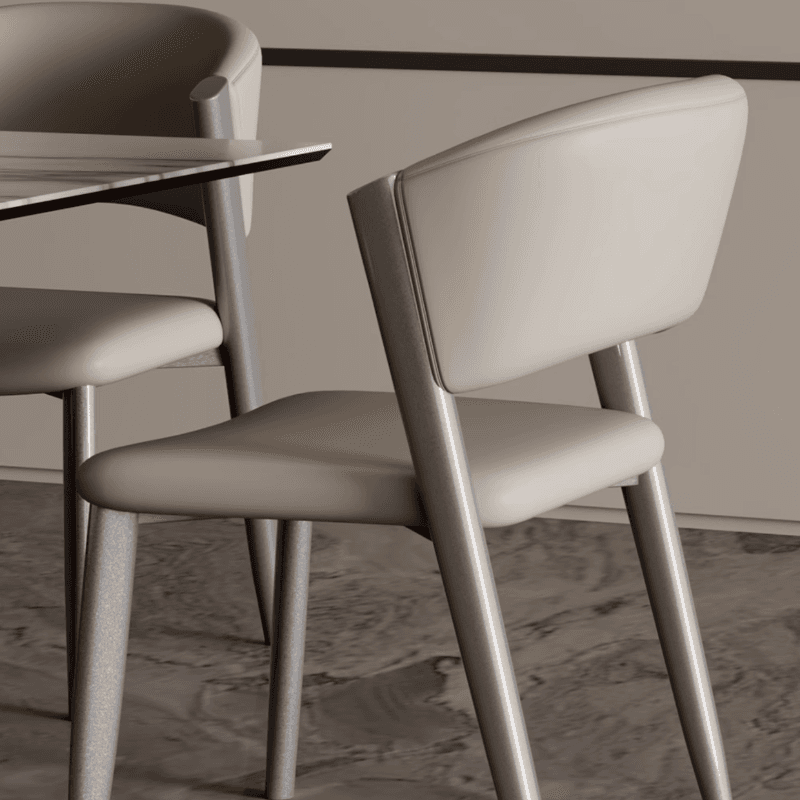 Modish Armless Chair with Exposed Back, Cushioned, Grey Steel Legs - image 19