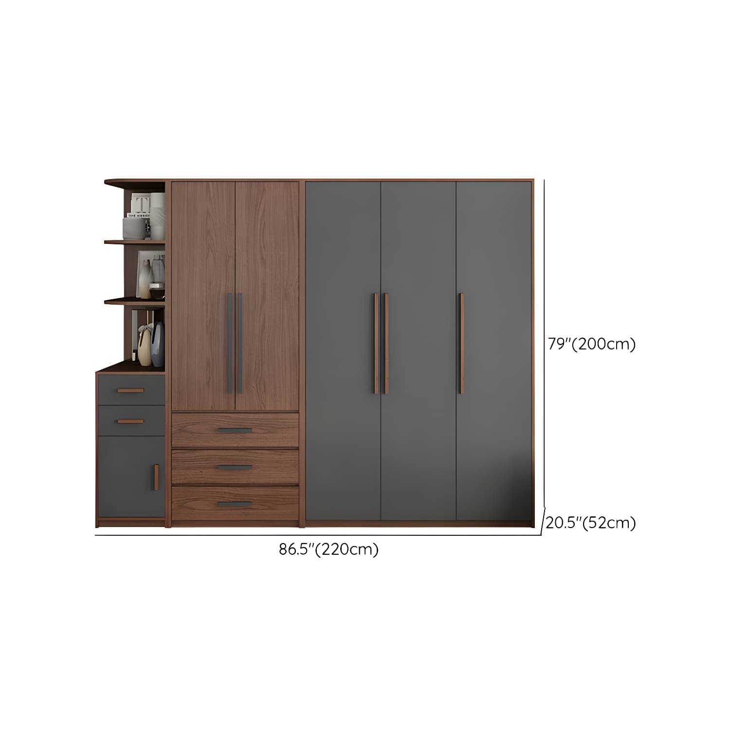 Traditional Wood Wardrobe Armoire with Drawers, Shelves, and Clothing Rod - image 22