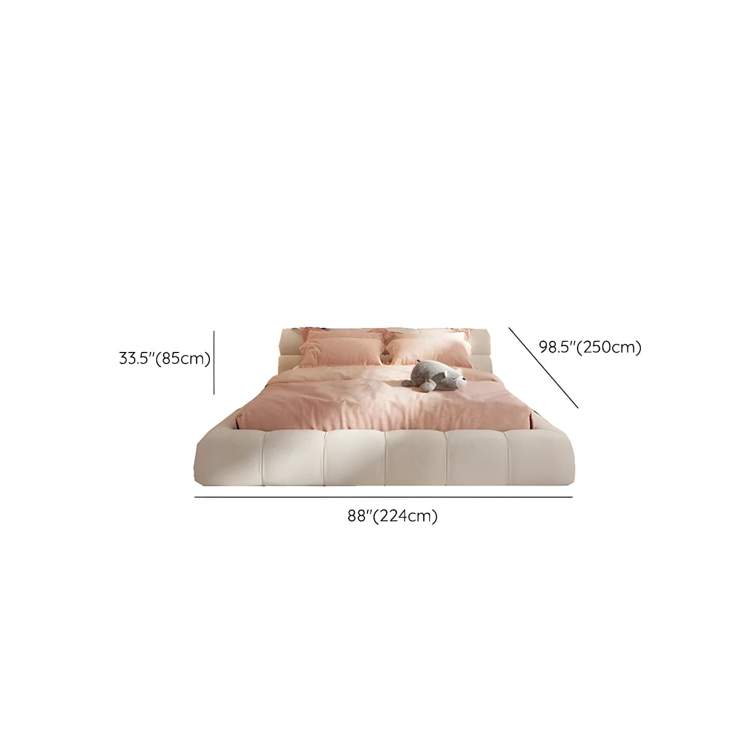 Contemporary Solid Color Rectangular Platform Bed Frame with Headboard - image 14