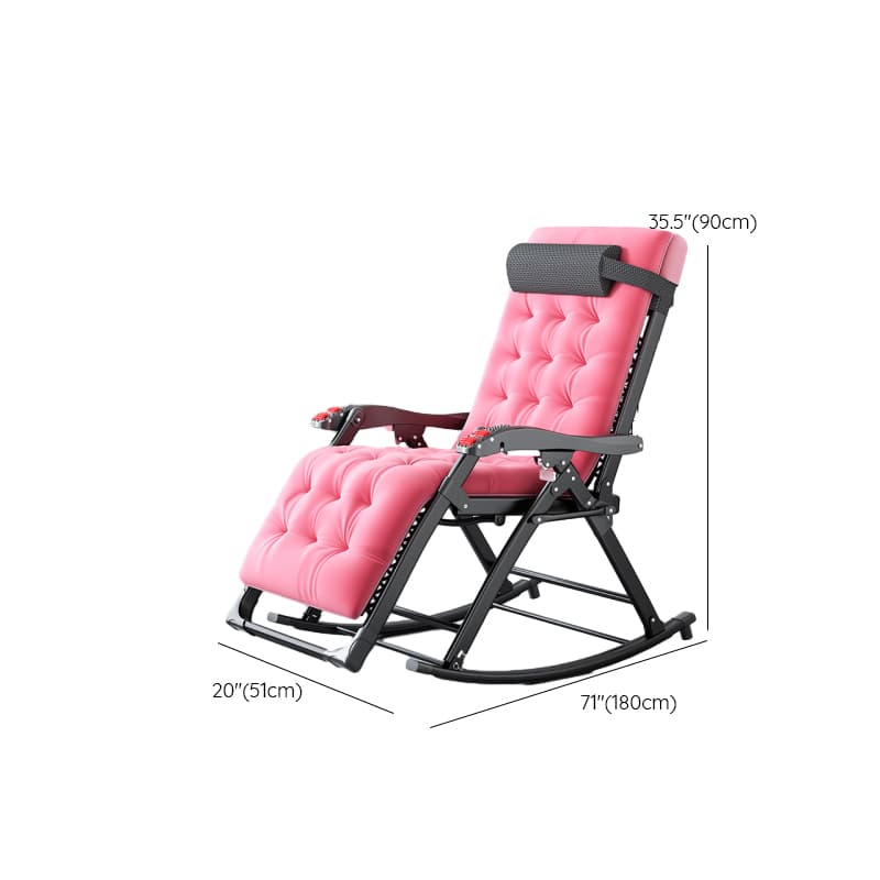 Black/Walnut/Eggplant Color Contemporary Alloy Rocking Armchair with Track Arm - image 13