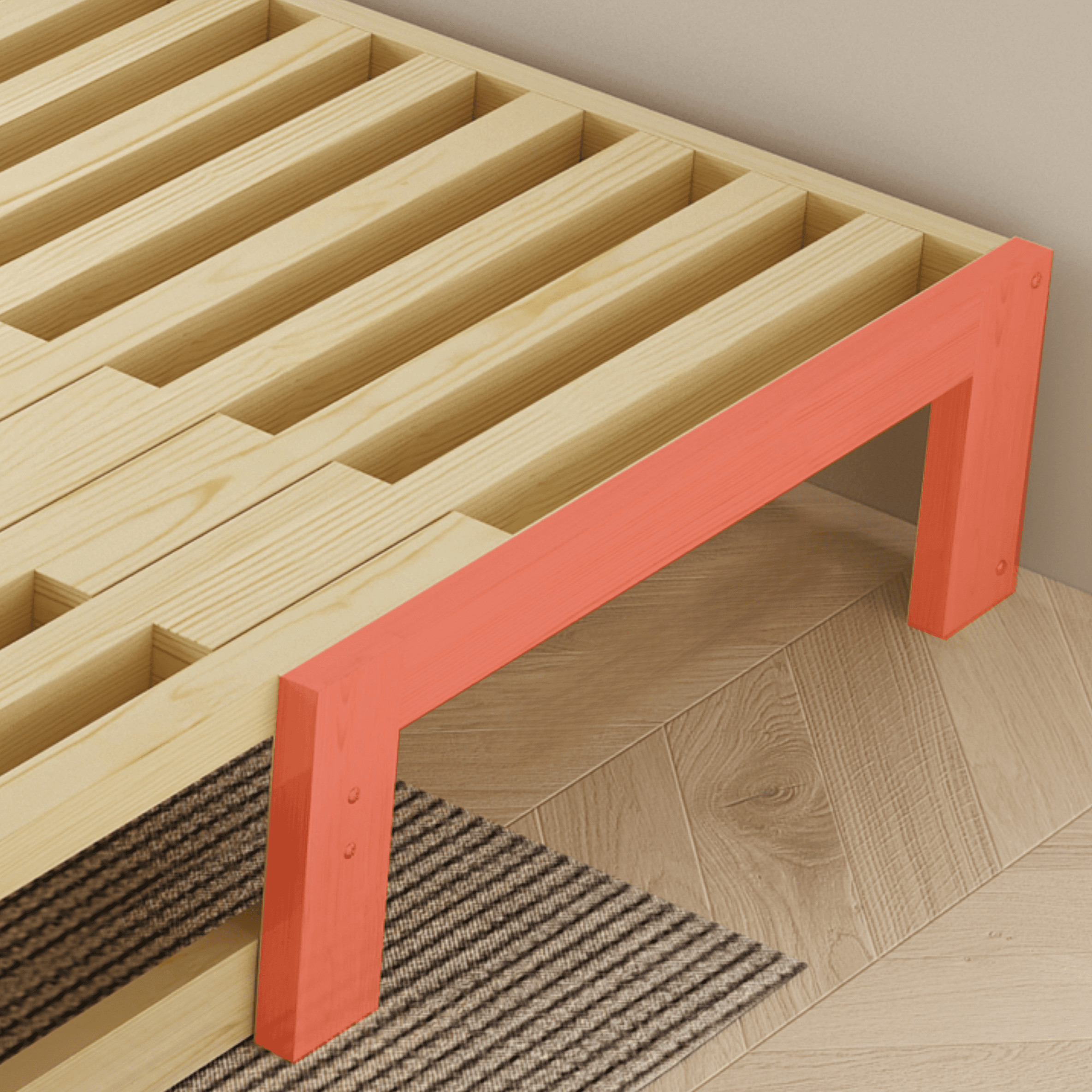 Unfinished Color Pallet Bed Frame with 2 Storage Drawers, Lumber Frame, Easy Assembly for Living Room - image 5