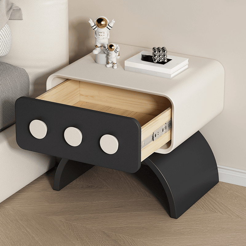 Organic Modern Nightstand With Drawer Organization Featuring 1 Drawer and Pleather Countertop - image 7