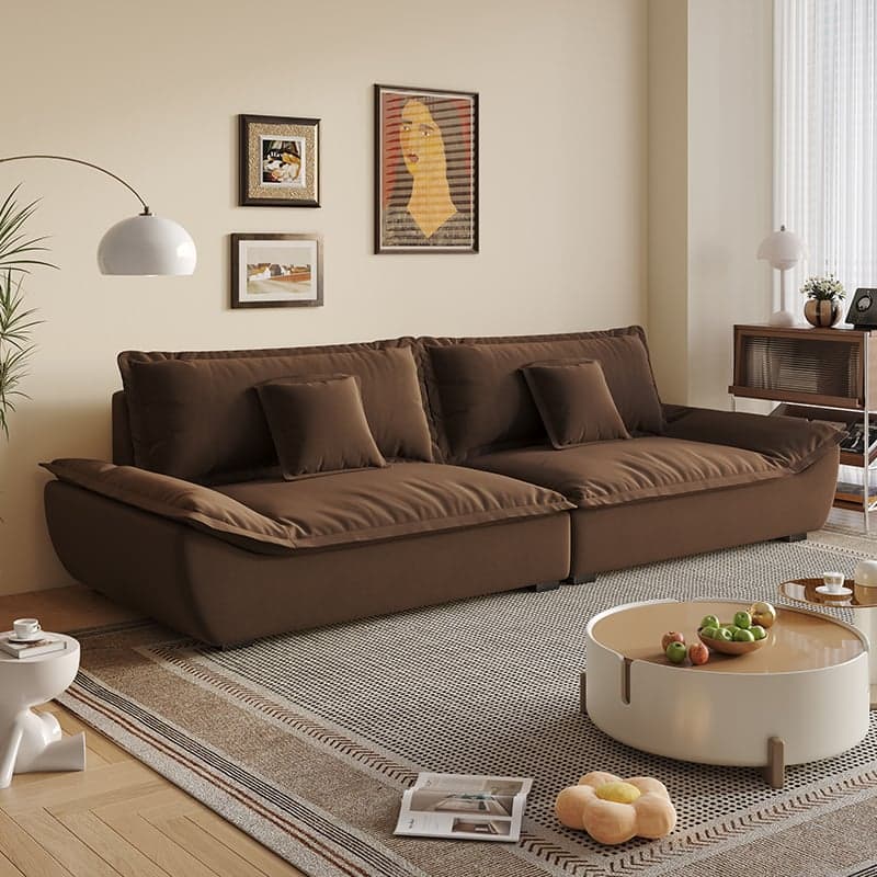 Modish Solid Color Stain Resistant Standard Sofa/Loveseat for 3-seater/4-seater/5 Person with 2 Pillows - image 4