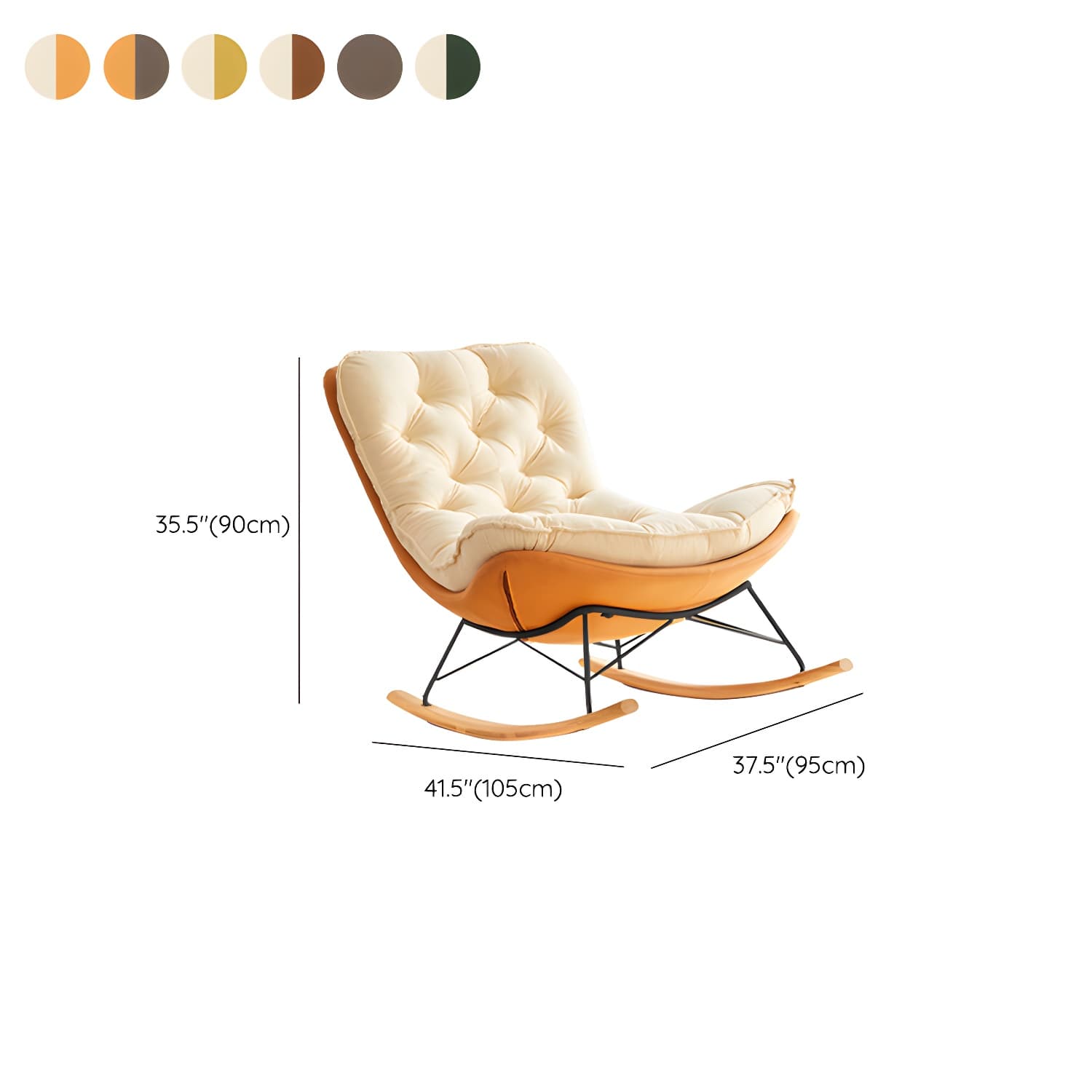 Tufted Rocking Accent Chair Contemporary Solid Wood with Removable Cushions - image 17