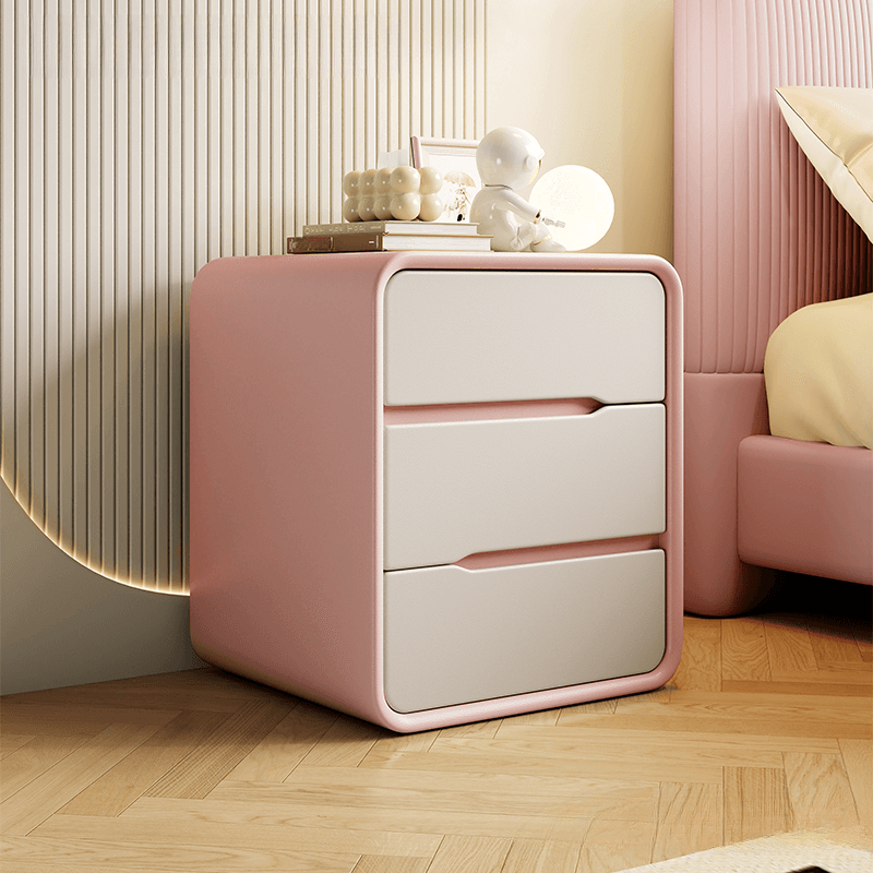 Art Deco Bedside Cabinet Nightstand Engineered Wood with 3 Drawers - image 10