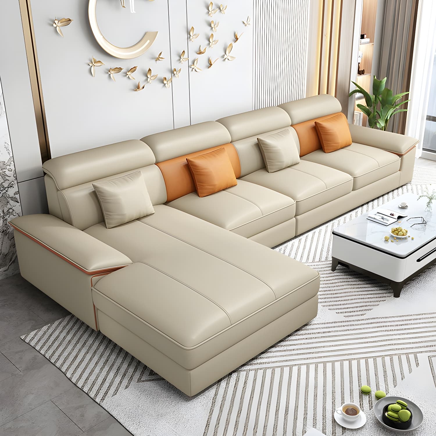 Modern Wood L-Shaped Sectional Sofa with Pillow Top Arm and Cushion Back - image 9