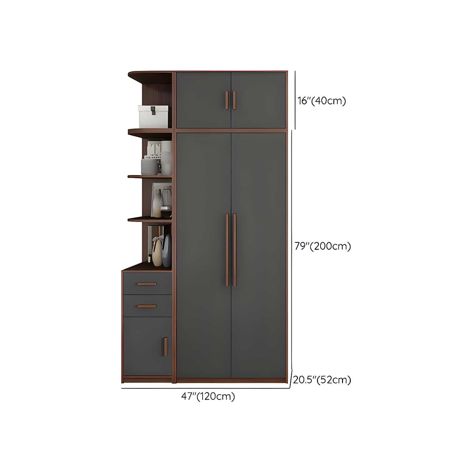 Traditional Wood Wardrobe Armoire with Drawers, Shelves, and Clothing Rod - image 16