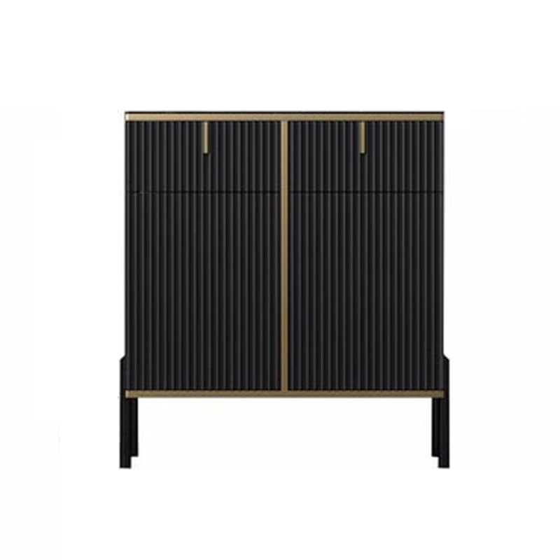 Black Floor Freestanding Sideboard in Wood with Glass Countertop and Kitchen Appliance Storage for Living Room in a Trendy Style - image 5