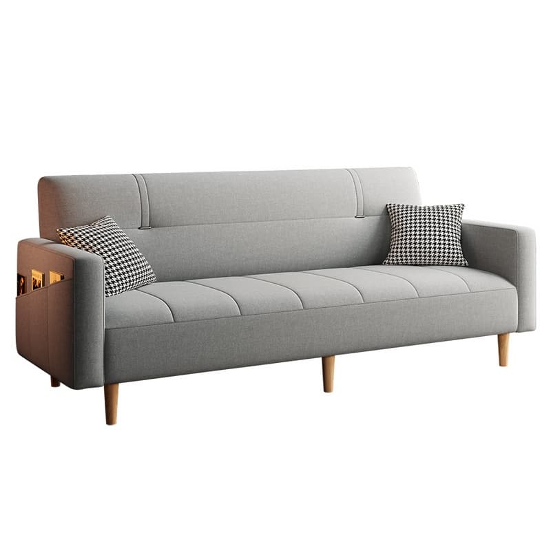 Trendy Solid Color Convertible Sofa in Light Gray/Butter Color/Coffee with Arm, 4-seater/Seats 3/2 People, Receptacle Storage, and 2 Pillows - image 10